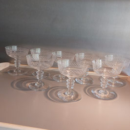 Zeldzame kristallen glazen van Val Saint Lambert decor Othon, datering 1920