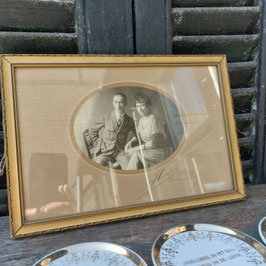 Mooie antieke ingelijste trouwfoto, afmetingen lijst 19 x 27,5 cm