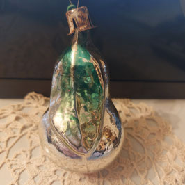 B1148 oude kerstbal groen peer 8 cm