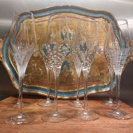 Prachtige chique kristallen set van 4 champagneflutes of proseccoglazen gegraveerd, gemerkt, prijs per set van 4, 26x7 cm