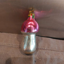 B1086 oude kerstbal roze paddenstoel 7 cm