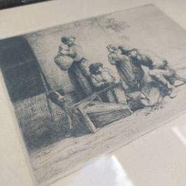 Mooie in glas ingelijste gravure die je op kunt hangen, afmetingen 22,5 x 30 cm