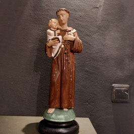 mooi brocante gipsen beeld van de heilige Anthonius, hoogte 44 cm