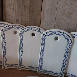 Mooie brocante aardewerk plankjes van Royal Boch met blauw decor, 25 x 14 cm prijs per stuk