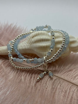 Aquamarinarmband mit viel Sterlingsilber