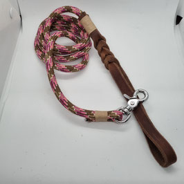 Leine mit Handschlaufe aus Leder braun/beige +-1,60