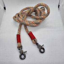 Leine 2fach verstellbar beige/rot +-2,10