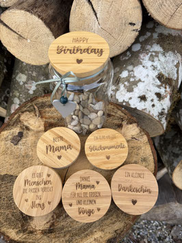 Vorratsglas mit Bambusdeckel 1000 ml mit Gravur