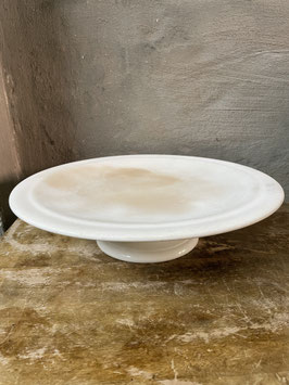 Keramikplatte auf Fuß mit schöner Patina ( die Platte ist Matt keine Lasur )