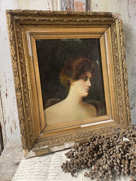 Charmantes antikes französisches gerahmtes  Bild