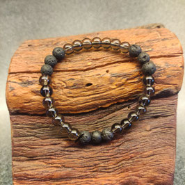 Armband Lava und Rauchquarz
