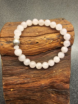 Armband Rosenquarz und Silber Strass