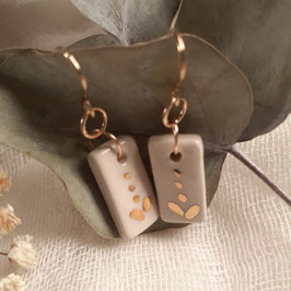 Boucles d'oreilles Perles rectangulaires goutes d'Or