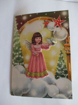 Grußkarte  Weihnachtskarte Frohe Weihnachten Engel Rosé 7402