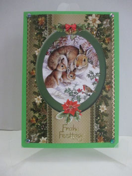 Weihnachtskarte  Frohe Festtage Grün