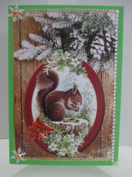 Weihnachtskarte  Weihnachten Eichhörnchen Grün