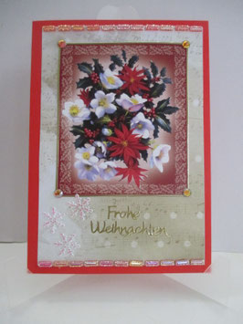 Weihnachtskarte  Frohe Weihnachten Rot Weihnachtsblumen