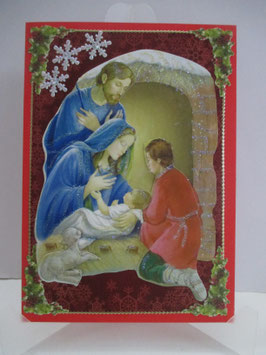 Weihnachtskarte  Weihnachten Krippenszene Rot