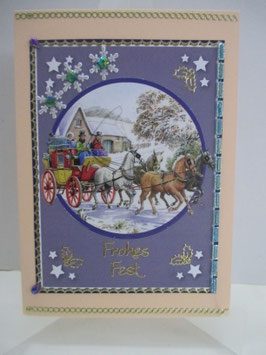 Weihnachtskarte  Weihnachten Kutschfahrt Orange