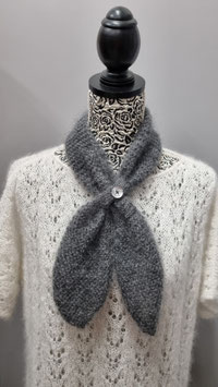 écharpe feuille en mohair et soie gris
