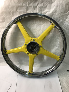 ROUE AV JAUNE  DE CYCLOMOTEUR PEUGEOT 103 SP  NUE EN 17 POUCES