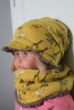 Ensemble bonnet et snood savane