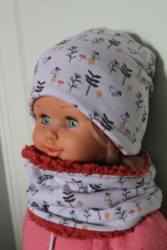 Ensemble bonnet et snood oiseaux
