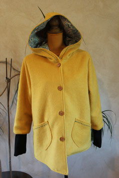 Manteau laine bouillie jaune