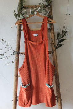 Robe salopette velours brique