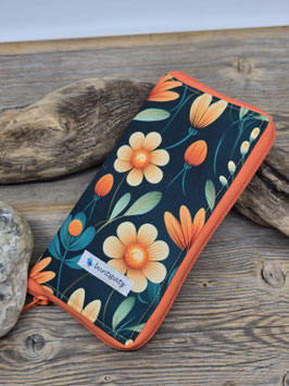 Reissverschlussbörse maxi  "orangeflowers"