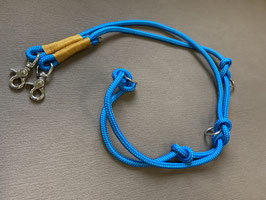 Hundeleine blau mit goldener Takelung  - 2,10 Meter