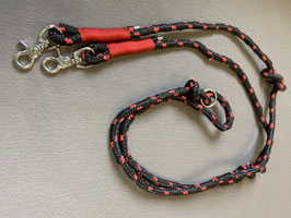 Hundeleine schwarz-rot meliert mit roter Takelung- 2,40 m