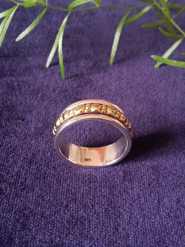 Ring mit drehbaren vergoldeten Außenring, 925 Sterling Silber, R 017