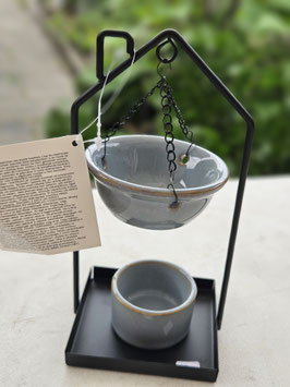 Oliebrander huis licht blauw