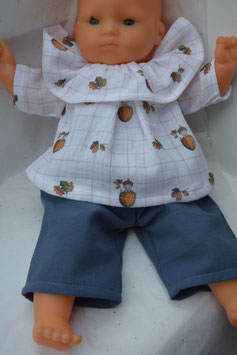 Ensemble poupée 36 cm blouse double gaze octobre pantalon marine
