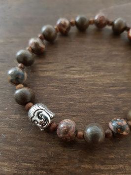 Armkette Herren - Jaspis mit Holz- & Buddha Zierperle