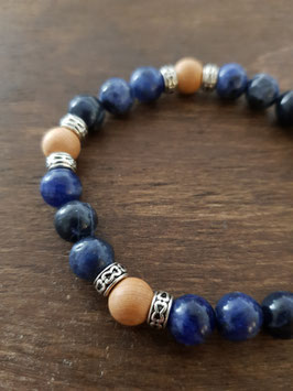 Armkette Herren - Sodalith mit Holz- & Zierperlen