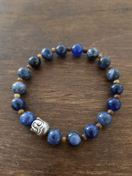Armkette Herren - Sodalith mit Holz- & Buddha Zierperle