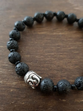 Armkette Herren - Lava mit Zierperlen & Buddha