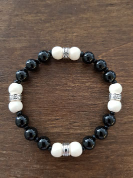 Armkette Herren - Onyx mit Holz- & Zierperlen