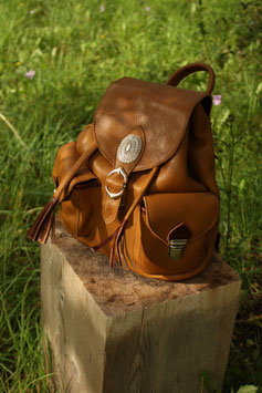 Sac à dos en cuir beige