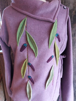 Veste croisée mauve Feuilles de saule