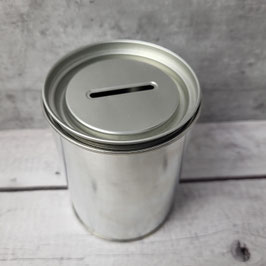 Blechdose mit Sparschlitzdeckel, Spardose aus Weißblech 500ml, mit Deckel