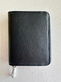 Lederportemonnaie Medium mit Zip - SCHWARZ
