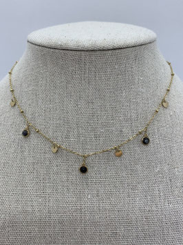 Collier fine maille doré  boule Labradorite