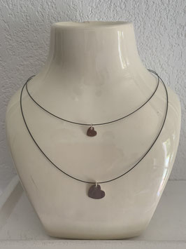 Collier 2 rangs Coeur Argent 925ème