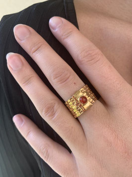Bague semainier martelée  en Argent 925 Doré