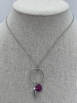 Collier anneau torsadé piment/sequin violet