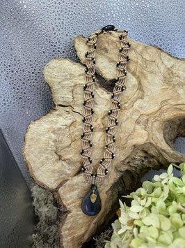 Makramee Kette mit Messing und Labradorit
