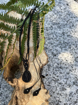 Makramee Kette mit Turmalin Druzy
